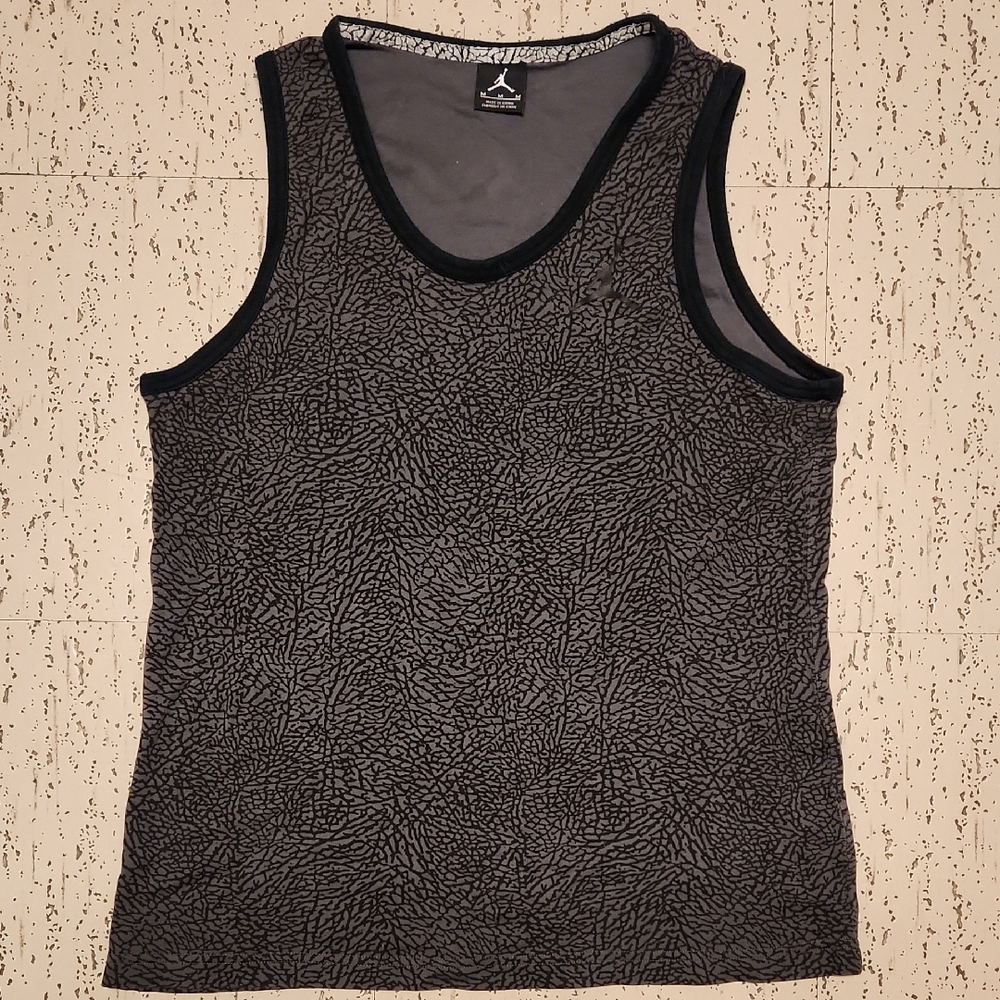 Jordan Grey & Black Speckle Tank Top Muscle Shirt Vintage Y2K
